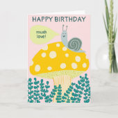 Whimsical Snail on Magical Mushroom CUSTOM Bday Kaart (Voorkant)
