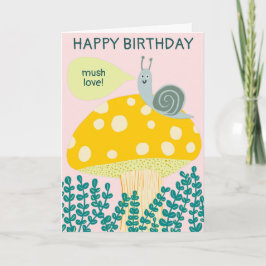 Whimsical Snail on Magical Mushroom CUSTOM Bday Kaart