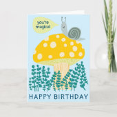 Whimsical Snail on Magical Mushroom CUSTOM Bday Kaart (Voorkant)
