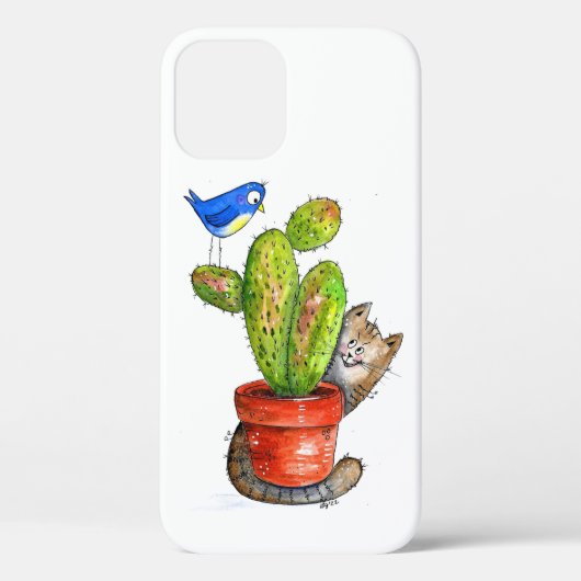 Whimsical Sneaky Cat met Cactus Case-Mate iPhone Case (Achterkant)