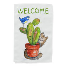 Whimsical Sneaky Cat met Cactus