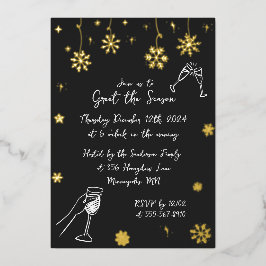 Whimsical Sneeuw Kerstvakantie Winterfeest Folie Uitnodiging