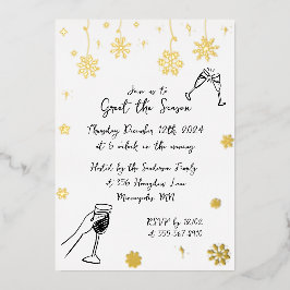 Whimsical Sneeuw Kerstvakantie Winterfeest Folie Uitnodiging