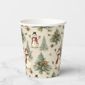 Whimsical Sneeuwman: Feestelijk Papieren Bekers (Achterkant)
