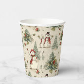 Whimsical Sneeuwman: Feestelijk Papieren Bekers (Rechts)
