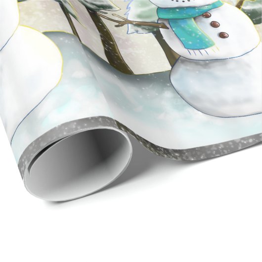 Whimsical Sneeuwman in Winter Kerst Patroon Cadeaupapier (Rol Hoek)