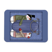 Whimsical Sneeuwman met slee Magneet (Horizontaal)