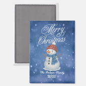 Whimsical Sneeuwman Prettig Kerstfeest Magneet (Voorkant / Achterkant)