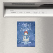 Whimsical Sneeuwman Prettig Kerstfeest Magneet (Insitu (Vaatwasser))