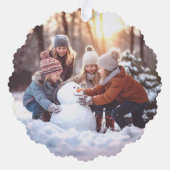 Whimsical sneeuwvlok stip border grenen groen ornament kaart (Achterkant)