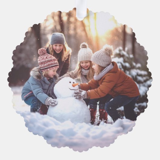 Whimsical sneeuwvlok stip rand rood wit ornament kaart (Achterkant)