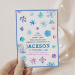 Whimsical Sneeuwvlokken Winter Kids Verjaardagsfee Kaart<br><div class="desc">Whimsical Snowflakes Winter Kids Uitnodiging voor verjaardagsfeestje</div>