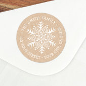 Whimsical snewflake Kraft bekijk het adres van de  Ronde Sticker