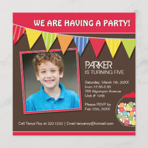 Whimsical Snoep Birthday Party Invitation Kaart