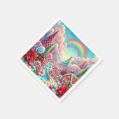 Whimsical Snoep Dreamscape & Poinsettia Decoupage Servet (Hoek)