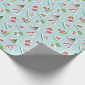 Whimsical Snow Globes in Aqua Blue Pattern Cadeaupapier (Hoek)