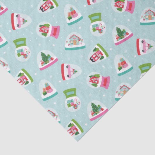 Whimsical Snow Globes in Aqua Blue Pattern Tissuepapier (Detail)