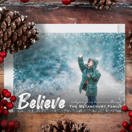 Whimsical Snow Lijst Geloof de Kerstfoto Feestdagenkaart