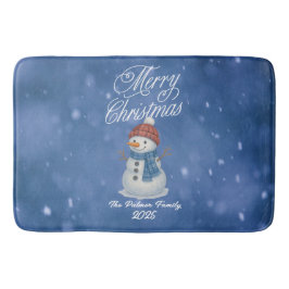 Whimsical Snow Man Vrolijk kerstfeest Badmat