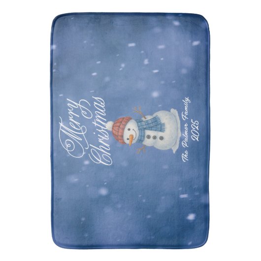 Whimsical Snow Man Vrolijk kerstfeest Badmat (Voorkant Verticaal)