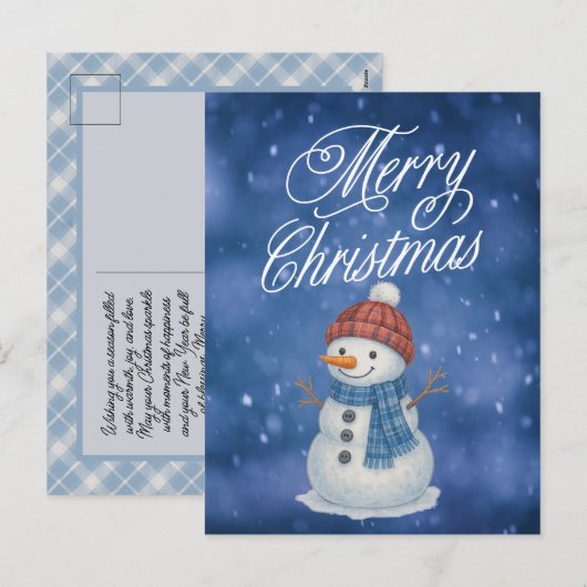 Whimsical Snow Man Vrolijk kerstfeest Feestdagenkaart (Voorkant / Achterkant)
