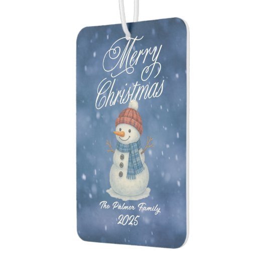 Whimsical Snow Man Vrolijk kerstfeest Luchtverfrisser (Links)