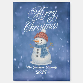 Whimsical Snow Man Vrolijk kerstfeest Magneet