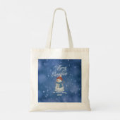 Whimsical Snow Man Vrolijk kerstfeest Tote Bag (Achterkant)