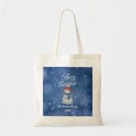Whimsical Snow Man Vrolijk kerstfeest Tote Bag