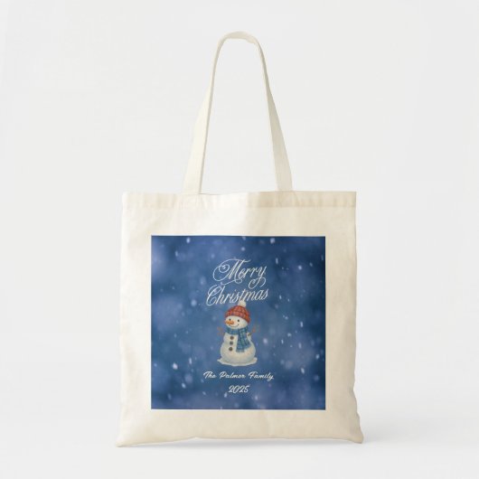 Whimsical Snow Man Vrolijk kerstfeest Tote Bag (Voorkant)