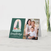 Whimsical Snow Wereldbol 2 Foto Feestdagen Kaart (Voorkant)