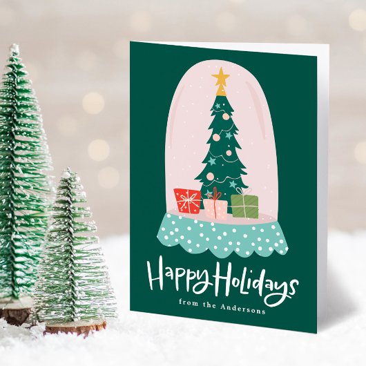 Whimsical Snow Wereldbol Non-Photo Feestdagen Kaart