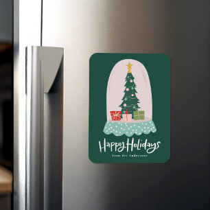 Whimsical Snow Wereldbol Non-Photo Holiday Magneet