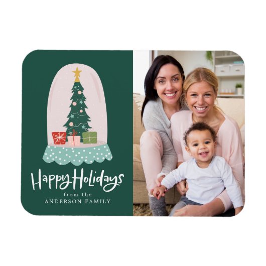 Whimsical Snow Wereldbol Photo Holiday Magneet (Horizontaal)