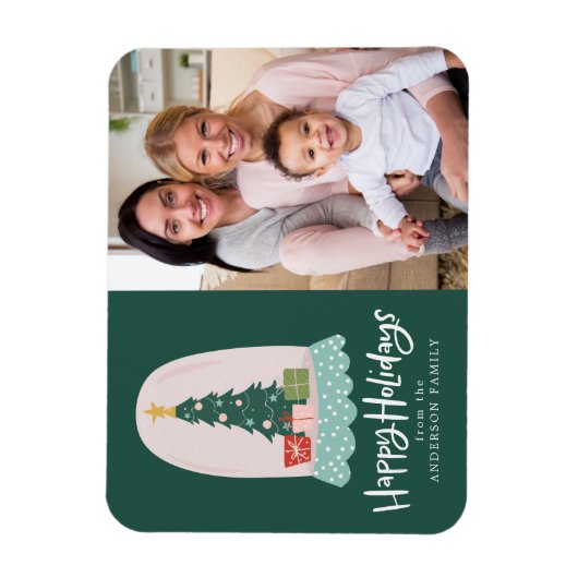 Whimsical Snow Wereldbol Photo Holiday Magneet (Verticaal)