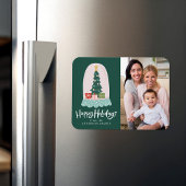 Whimsical Snow Wereldbol Photo Holiday Magneet