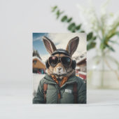 Whimsical Snowboarden Bunny Briefkaart (Staand voorkant)