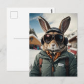 Whimsical Snowboarden Bunny Briefkaart (Voorkant / Achterkant)