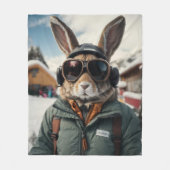Whimsical Snowboarden Bunny Fleece Deken (Voorkant)