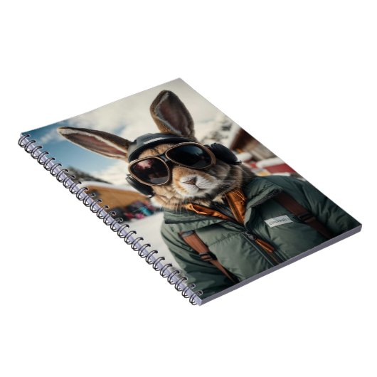Whimsical Snowboarden Bunny Notitieboek (Rechterzijde)