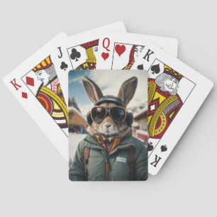Whimsical Snowboarden Bunny Pokerkaarten