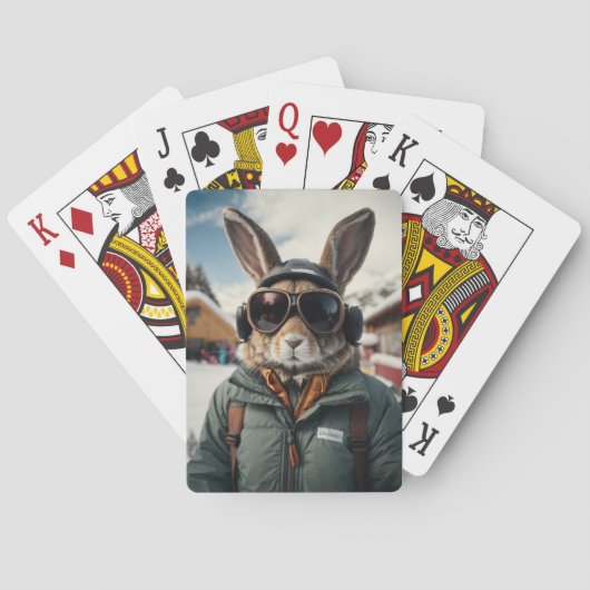 Whimsical Snowboarden Bunny Pokerkaarten (Achterkant)