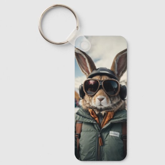 Whimsical Snowboarden Bunny Sleutelhanger (Voorkant)