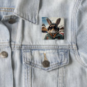 Whimsical Snowboarden Bunny Vierkante Button 5,1 Cm (In situ)