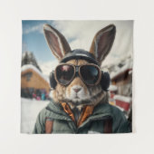 Whimsical Snowboarden Bunny Wandkleed (Voorkant)