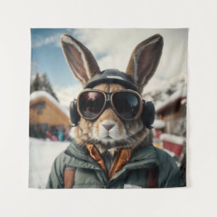 Whimsical Snowboarden Bunny Wandkleed