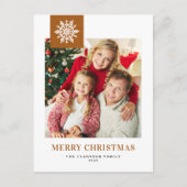 Whimsical Snowflake Burnt Orange Christmas Photo Feestdagenkaart (Voorkant)