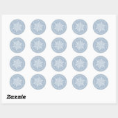 Whimsical snowflake dusty blue return address ronde sticker (Vel)