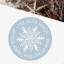 Whimsical snowflake dusty blue return address