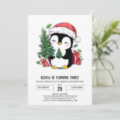 Whimsical Snowflake Penguin Digitale Verjaardag Kaart (Staand voorkant)